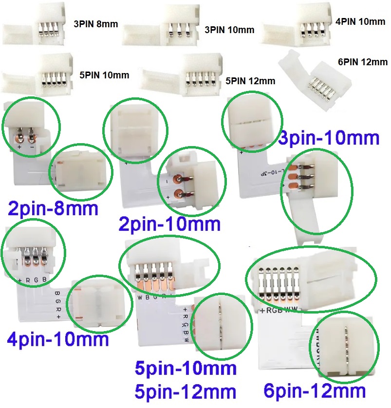 Conectores Led 3-4-5-6pin